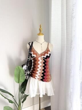 Y2K Bebe Geometric Knit Cami Top